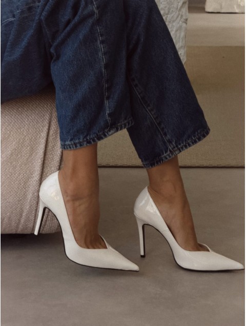 PANTERA SIREN Own the Room White Patent Leather Heels