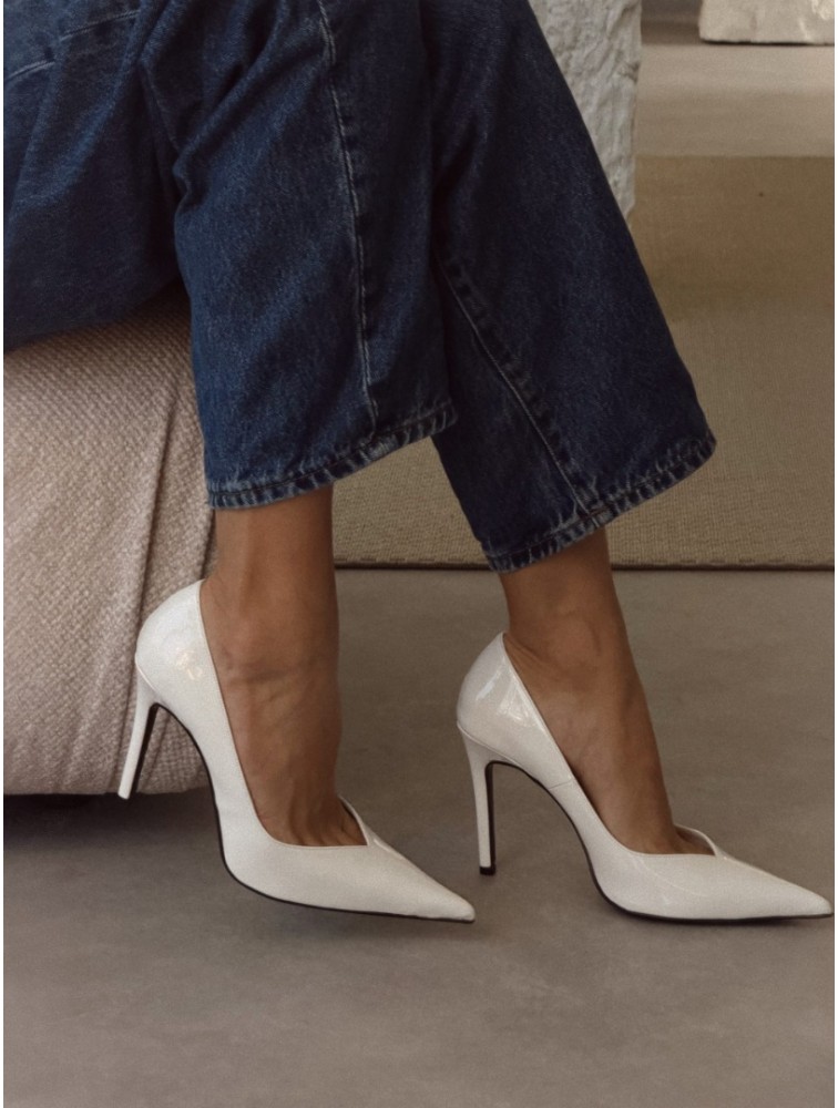 PANTERA SIREN Own the Room White Patent Leather Heels