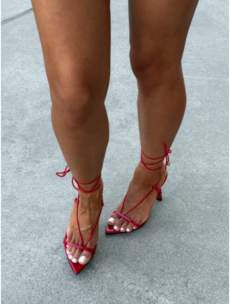 PANTERA SIREN Red Velvet Δερμάτινα Κόκκινα Γυναικεία Mules