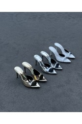 PANTERA SIREN Rich Flex Δερμάτινα Ασημί Γυναικεία Mules