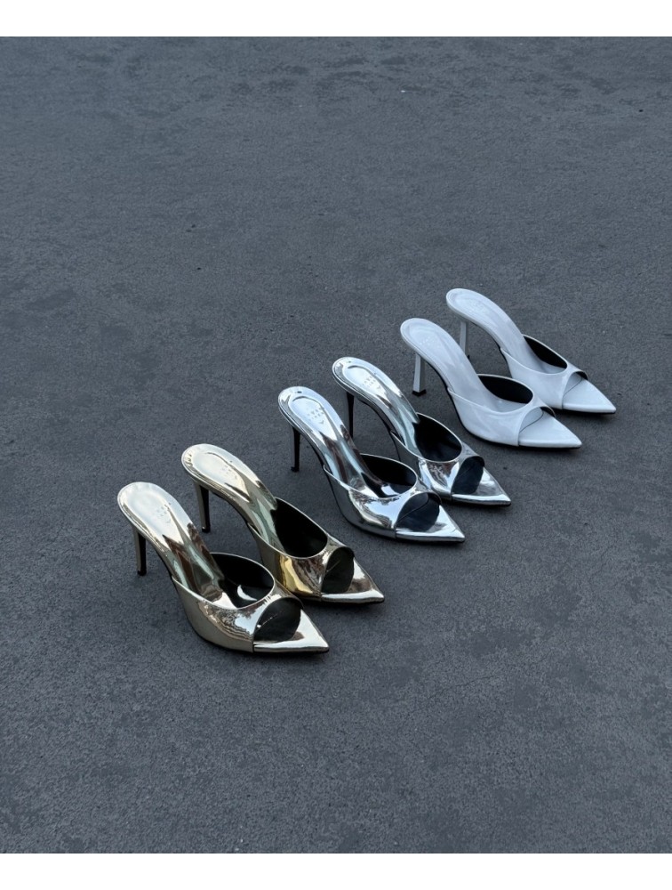 PANTERA SIREN Rich Flex Δερμάτινα Ασημί Γυναικεία Mules