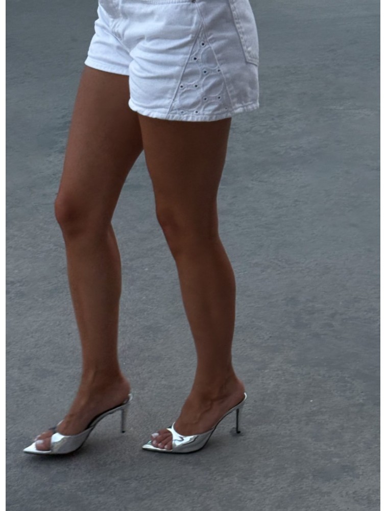 PANTERA SIREN Rich Flex Δερμάτινα Ασημί Γυναικεία Mules