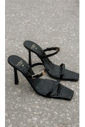 PANTERA SIREN Sophisticated Δερμάτινα Μαύρα Γυναικεία Mules