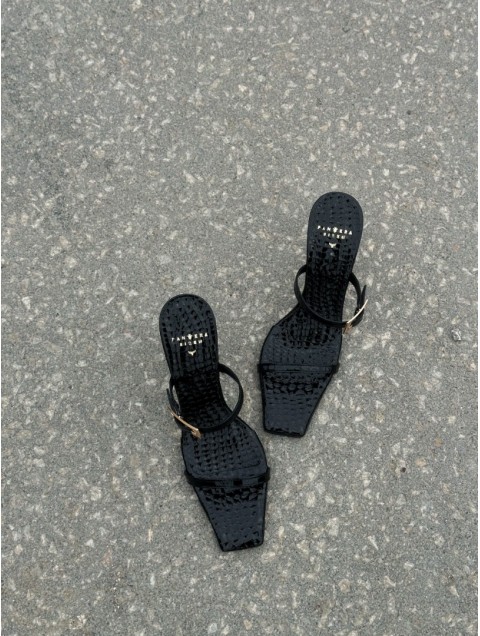 PANTERA SIREN Sophisticated Δερμάτινα Μαύρα Γυναικεία Mules 