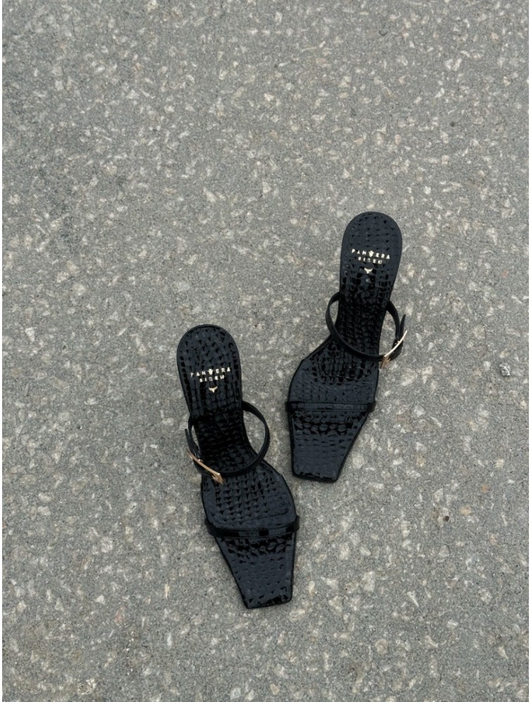 PANTERA SIREN Sophisticated Δερμάτινα Μαύρα Γυναικεία Mules