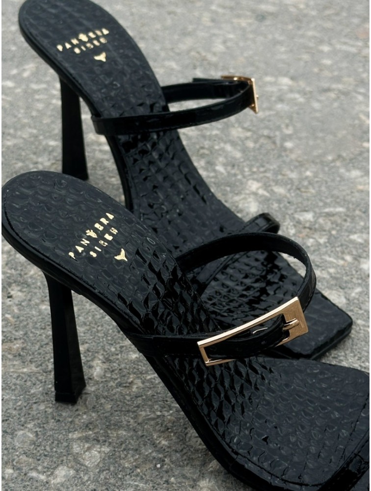 PANTERA SIREN Sophisticated Δερμάτινα Μαύρα Γυναικεία Mules