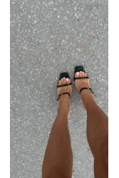 PANTERA SIREN Sophisticated Δερμάτινα Μαύρα Γυναικεία Mules