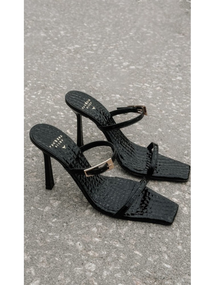 PANTERA SIREN Sophisticated Δερμάτινα Μαύρα Γυναικεία Mules
