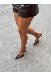 PANTERA SIREN Sexy Mama Brown Leather Lace-up Pumps