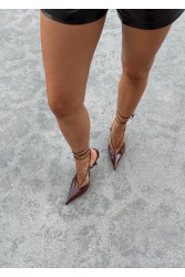 PANTERA SIREN Sexy Mama Brown Leather Lace-up Pumps