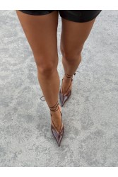 PANTERA SIREN Sexy Mama Brown Leather Lace-up Pumps
