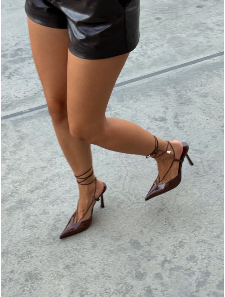 PANTERA SIREN Sexy Mama Brown Leather Lace-up Pumps