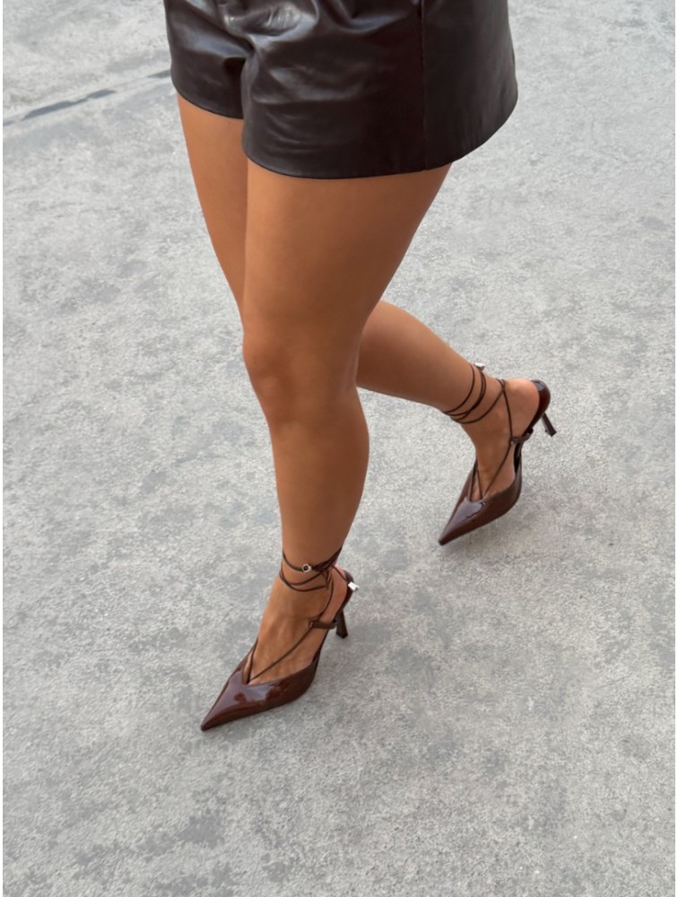 PANTERA SIREN Sexy Mama Brown Leather Lace-up Pumps
