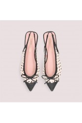 PRETTY BALLERINAS Yvette Black and White Leather Women's Slingback Ballerinas