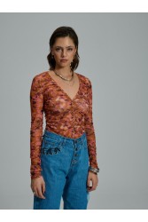 PROJECT SOMA Beatrice Bodysuit Εμπριμέ Πορτοκαλί Κορμάκι