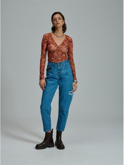 PROJECT SOMA Beatrice Bodysuit Εμπριμέ Πορτοκαλί Κορμάκι