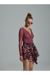 PROJECT SOMA Filomena Top Ροζ Δαντελένιο Τοπ