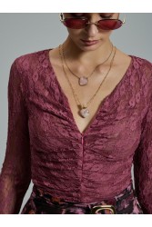 PROJECT SOMA Filomena Top Ροζ Δαντελένιο Τοπ