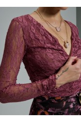 PROJECT SOMA Filomena Top Ροζ Δαντελένιο Τοπ