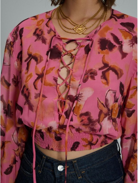 PROJECT SOMA Giada Top Ροζ Φλοράλ Τοπ