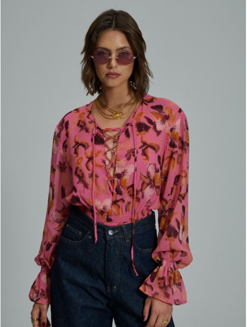 PROJECT SOMA Giada Top Ροζ Φλοράλ Τοπ