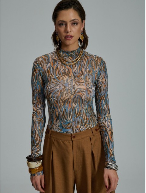 PROJECT SOMA Ilaria Bodysuit Εμπριμέ Τούλινο Κορμάκι