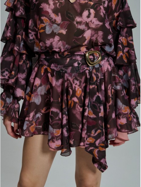 PROJECT SOMA Laura Skirt Μωβ Εμπριμέ Φούστα