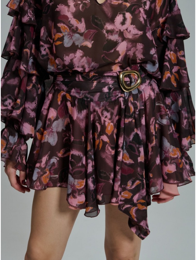 PROJECT SOMA Laura Skirt Μωβ Εμπριμέ Φούστα