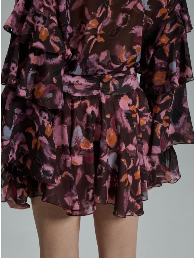 PROJECT SOMA Laura Skirt Μωβ Εμπριμέ Φούστα