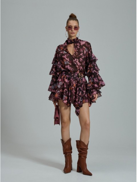 PROJECT SOMA Laura Skirt Μωβ Εμπριμέ Φούστα