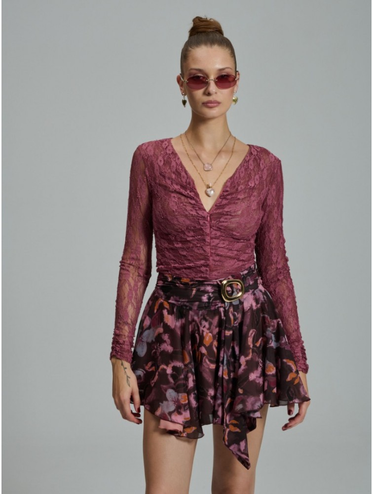 PROJECT SOMA Laura Skirt Μωβ Εμπριμέ Φούστα