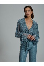 PROJECT SOMA Loretta Top Γαλάζιο Δαντελένιο Τοπ