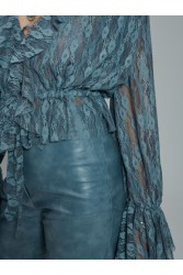 PROJECT SOMA Loretta Top Γαλάζιο Δαντελένιο Τοπ