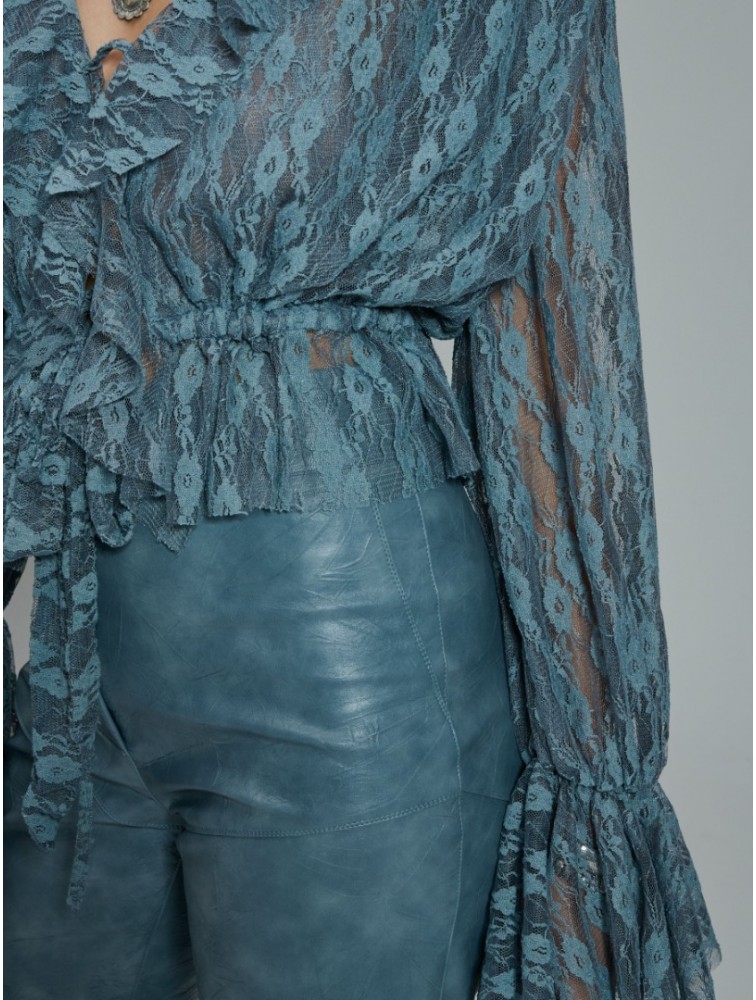 PROJECT SOMA Loretta Top Γαλάζιο Δαντελένιο Τοπ