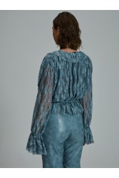 PROJECT SOMA Loretta Top Γαλάζιο Δαντελένιο Τοπ