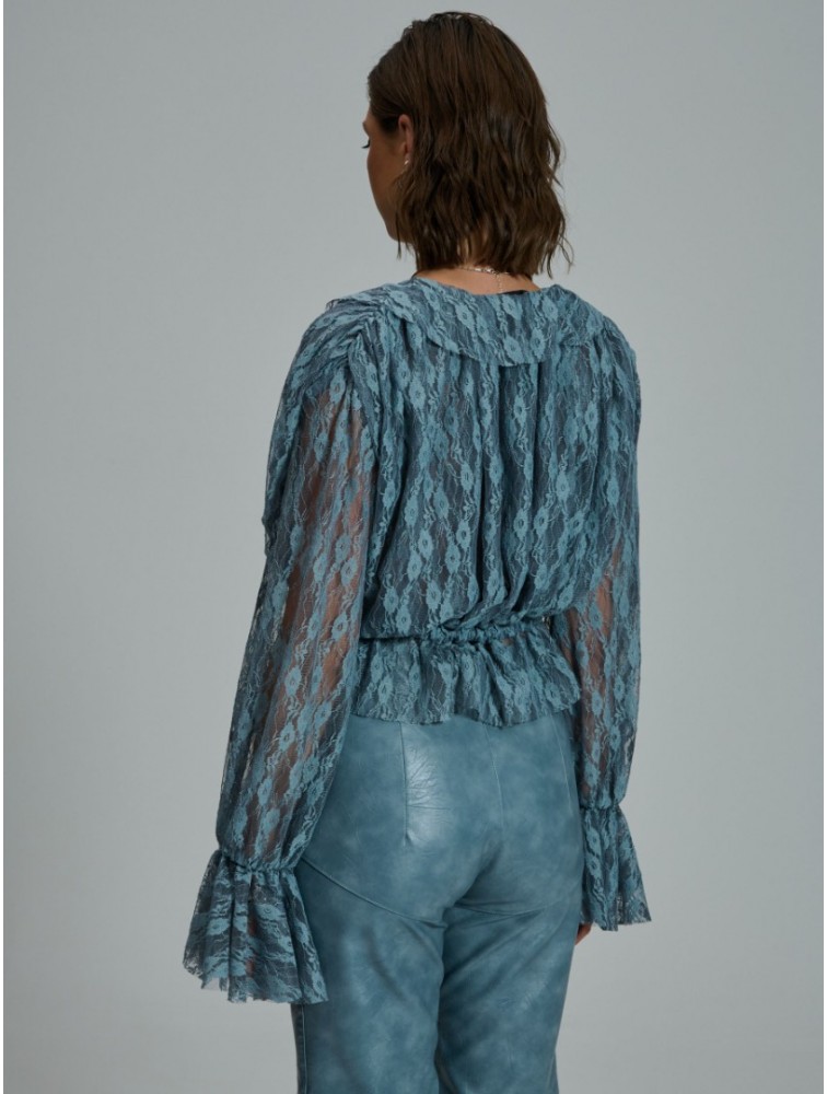 PROJECT SOMA Loretta Top Γαλάζιο Δαντελένιο Τοπ