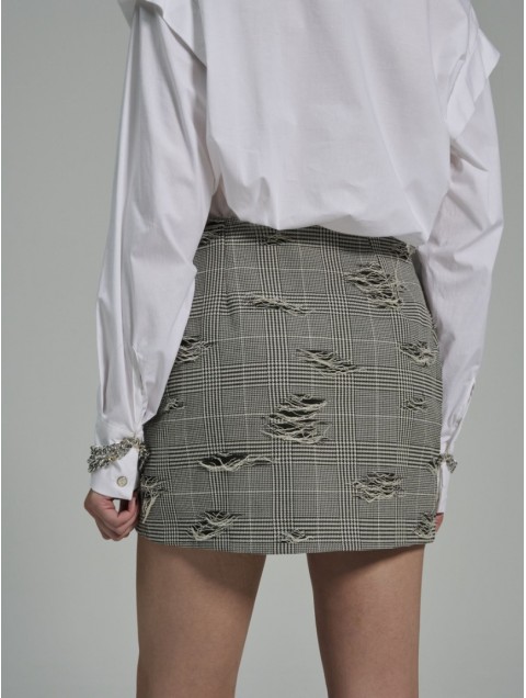PROJECT SOMA Orsola Skirt Ασπρόμαυρη Κοντή Φούστα