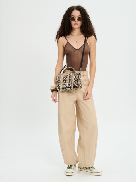 PROJECT SOMA Balm Beige Pants Μπεζ Τζιν Παντελόνι