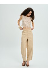 PROJECT SOMA Balm Beige Pants Μπεζ Τζιν Παντελόνι