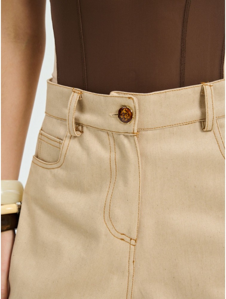 PROJECT SOMA Balm Beige Pants Μπεζ Τζιν Παντελόνι