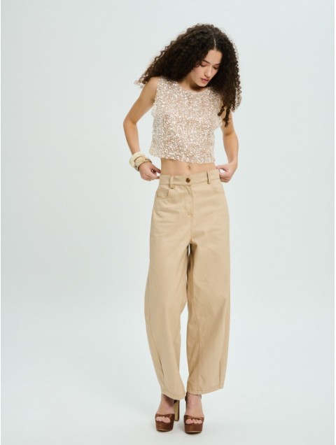 PROJECT SOMA Balm Beige Pants Μπεζ Τζιν Παντελόνι