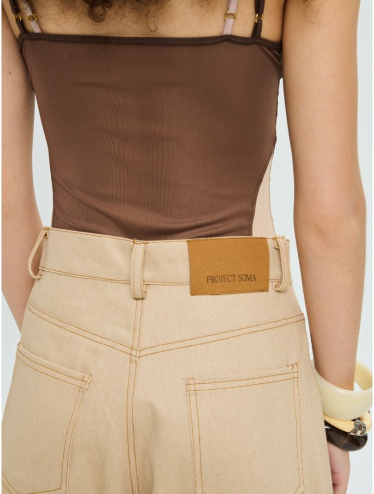PROJECT SOMA Balm Beige Pants Μπεζ Τζιν Παντελόνι