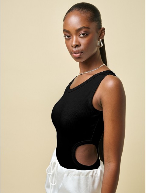 PROJECT SOMA Balsam Black Bodysuit Μαύρο Κορμάκι με Ανοίγματα