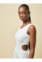 PROJECT SOMA Balsam Off-white Bodysuit with Cutouts