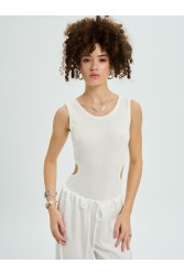 PROJECT SOMA Balsam Off-white Bodysuit with Cutouts