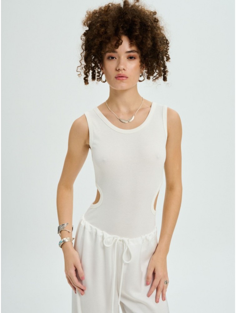 PROJECT SOMA Balsam Off-white Bodysuit with Cutouts