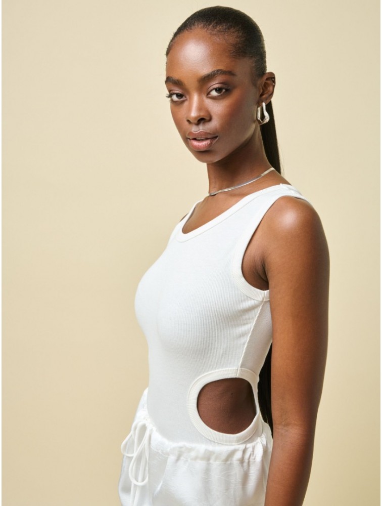 PROJECT SOMA Balsam Off-white Bodysuit with Cutouts