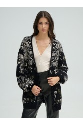 PROJECT SOMA Belleville Cardigan Μαύρη Φλοράλ Ζακέτα