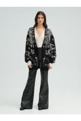 PROJECT SOMA Belleville Cardigan Μαύρη Φλοράλ Ζακέτα