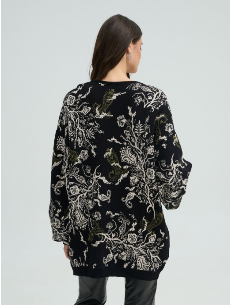 PROJECT SOMA Belleville Cardigan Μαύρη Φλοράλ Ζακέτα